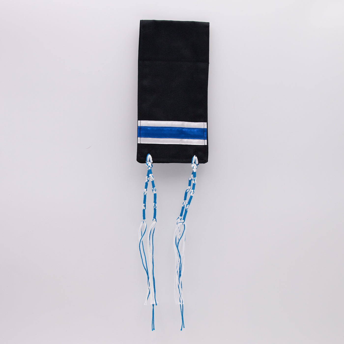 Micro Tallit - Black with White and Blue Stripes